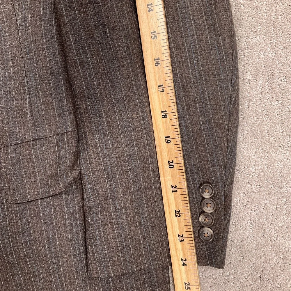 Hart Schaffner Marx Suit Mens 44R 36W Brown Geigers‎ Pinstripe Wool